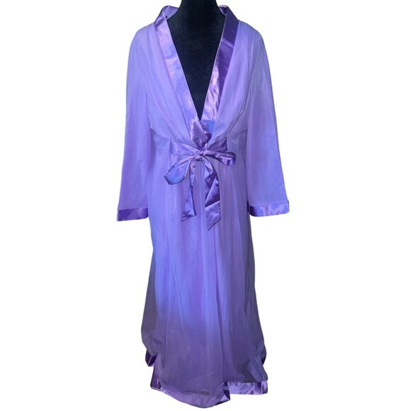 Gossard Artemis Other - Vintage Gossard Artemis Nylon Robe and Gown Large Violet Purple Satin Trim NWT